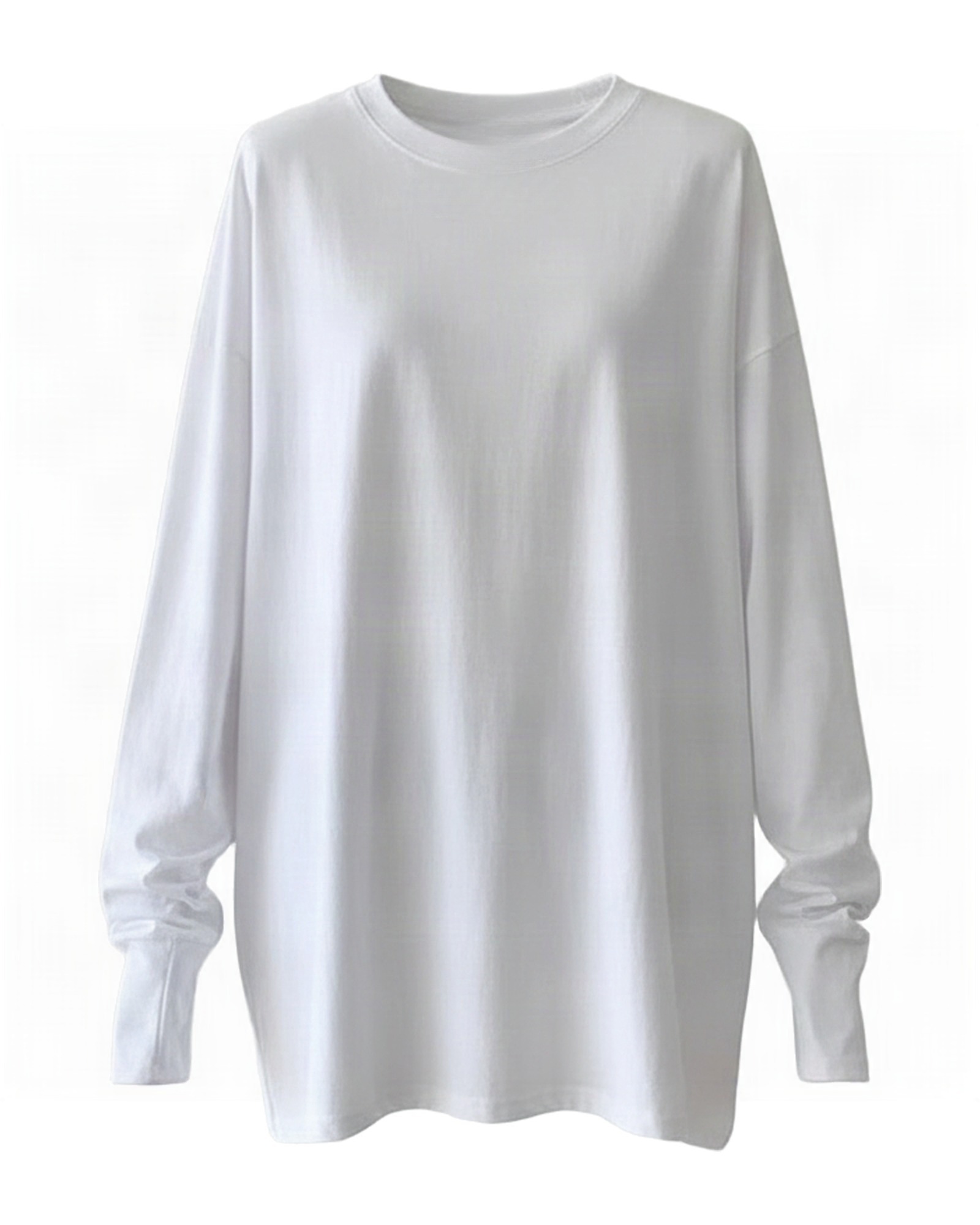 Marloes · Loose cotton long-sleeve tee — product front (AI visualisation)