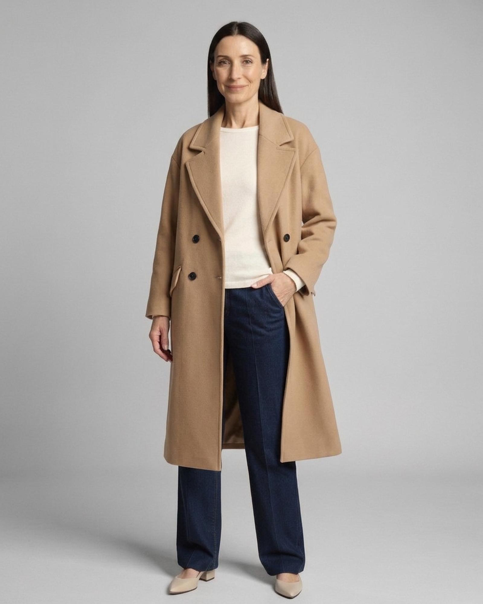 Martine khaki coat, Farbvariante (KI-Visualisierung)