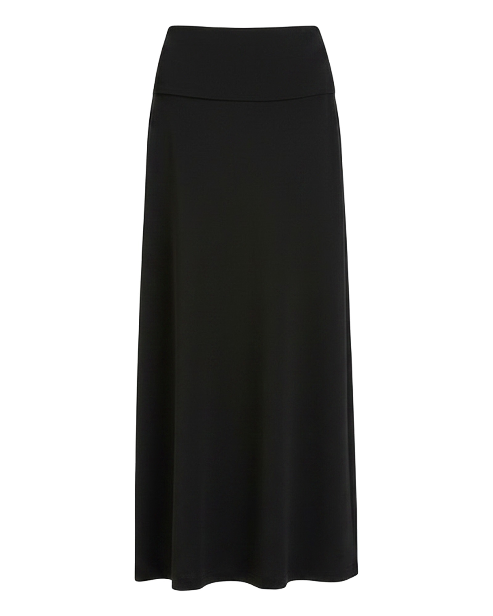 Nadia black jersey straight maxi skirt, front view (AI visualisation)