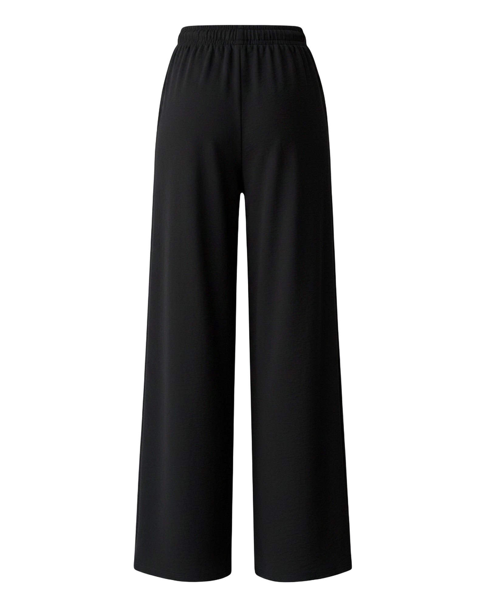 Noortje black pleated paperbag wide-leg trousers, back view (AI visualisation)