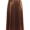 Pien bronze metallic pleated midi skirt, front view (AI visualisation)