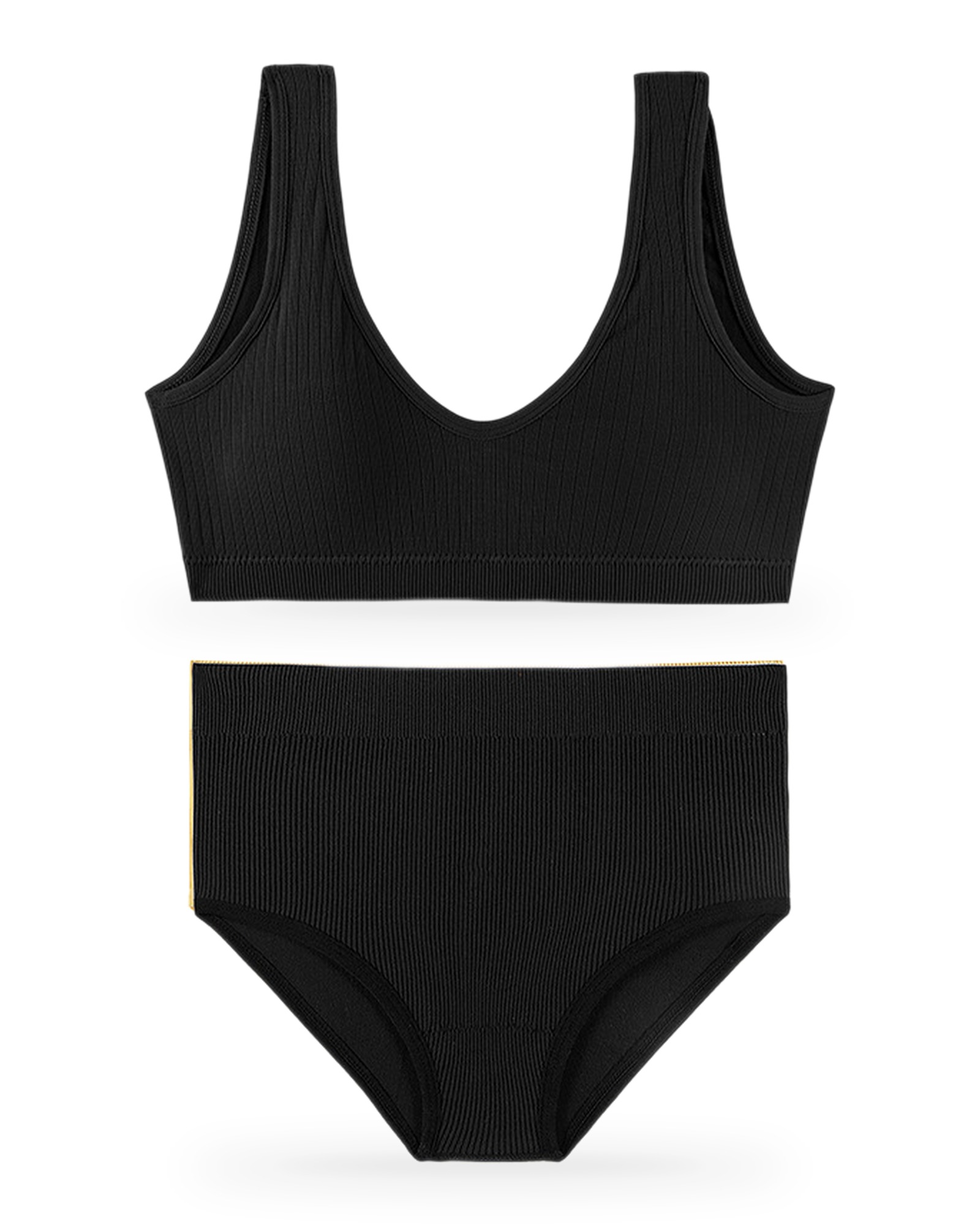 Pietje seamless bralette and brief set — product, black