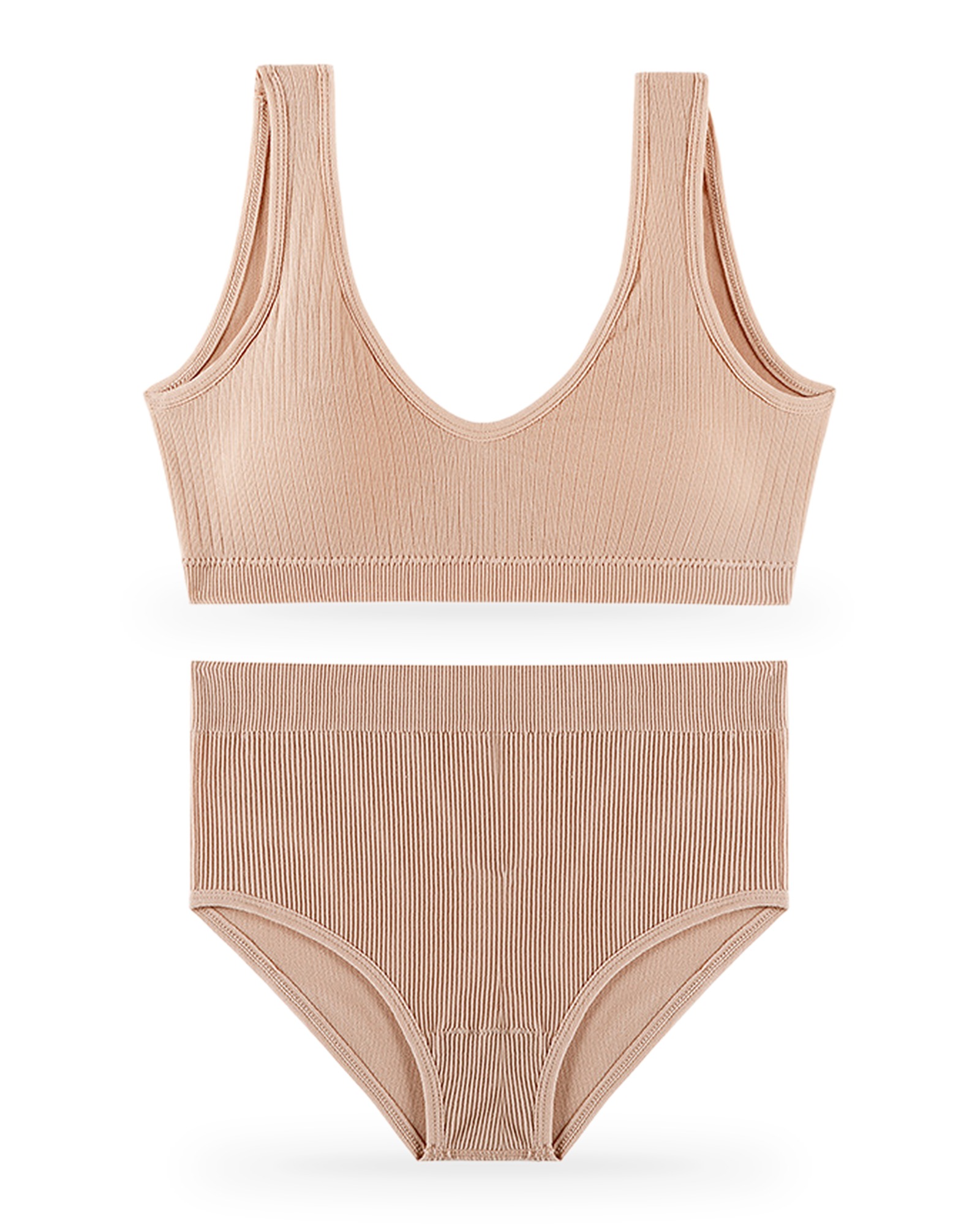 Pietje seamless bralette and brief set — product, blush pink