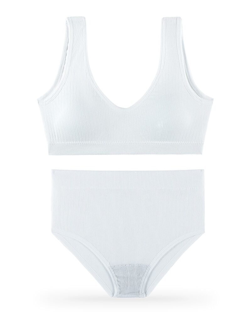 Pietje seamless bralette and brief set — product, white