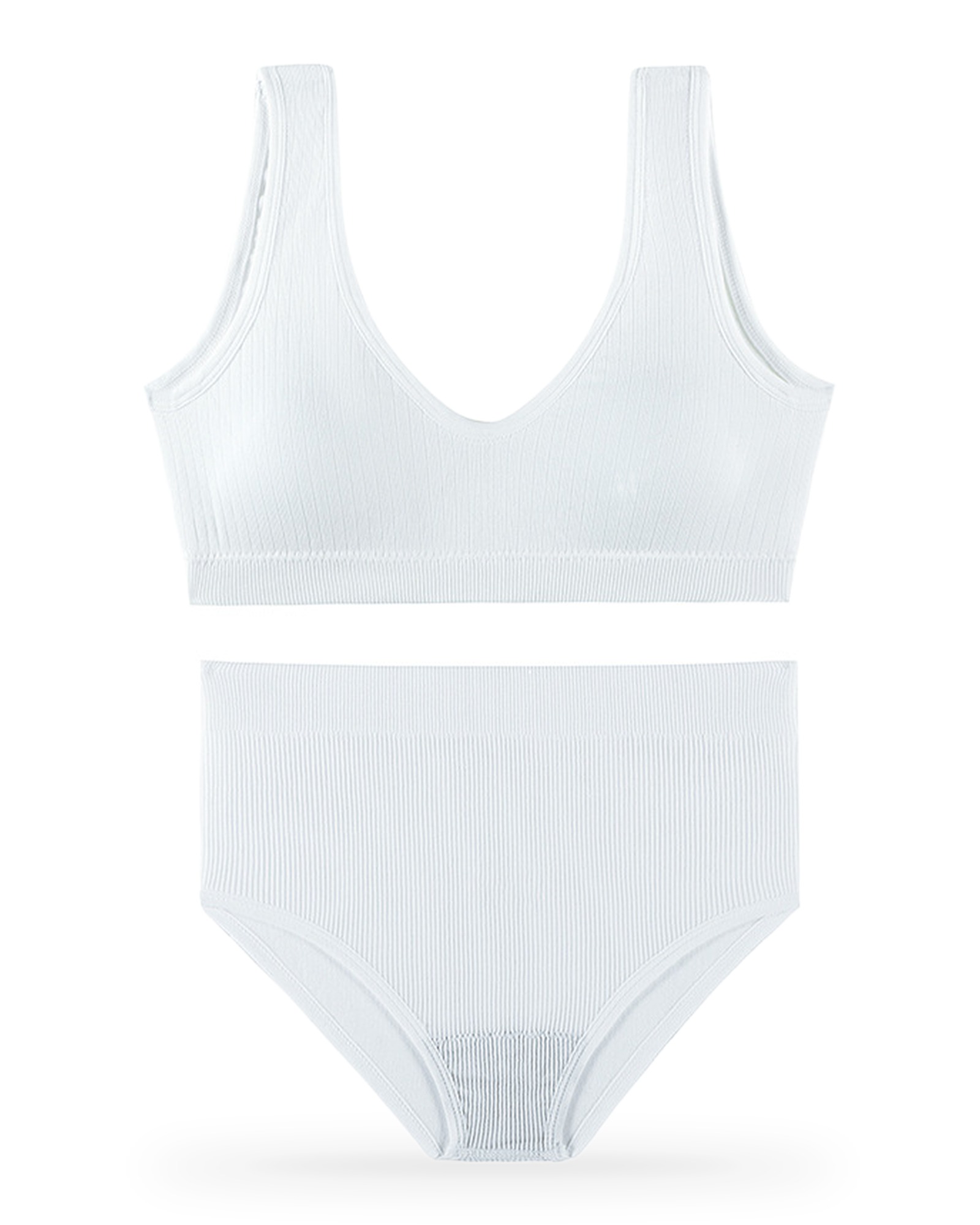 Pietje seamless bralette and brief set — product, white