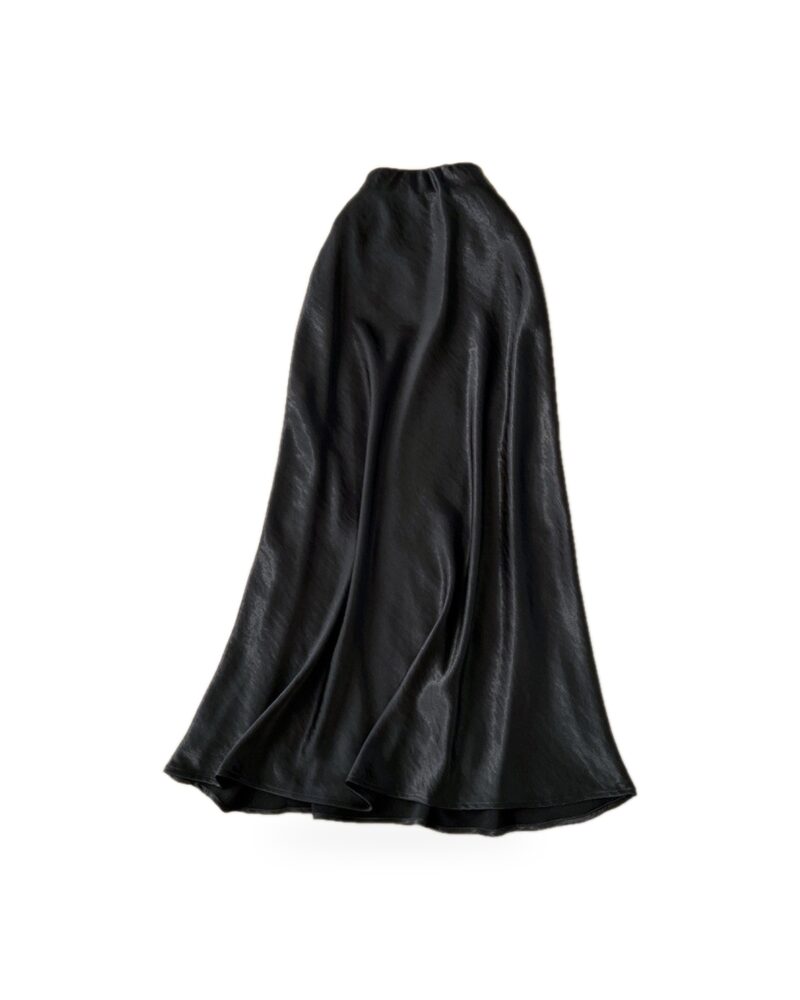 Puck — Satin midi skirt — black