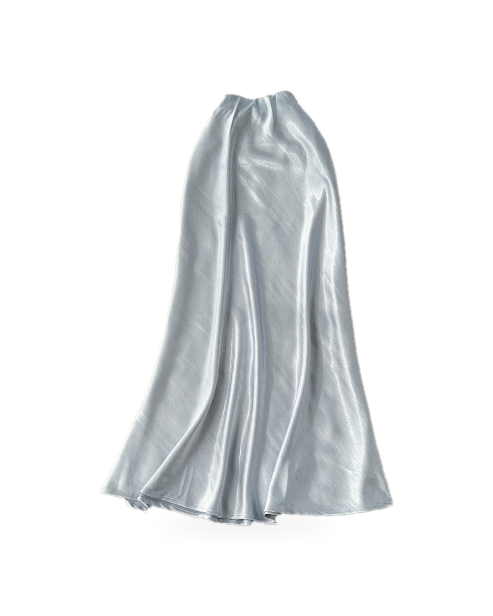 Puck — Satin midi skirt — silver blue