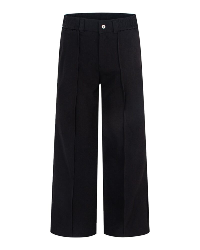 Renske black tailored wide-leg trousers, front view — product photo