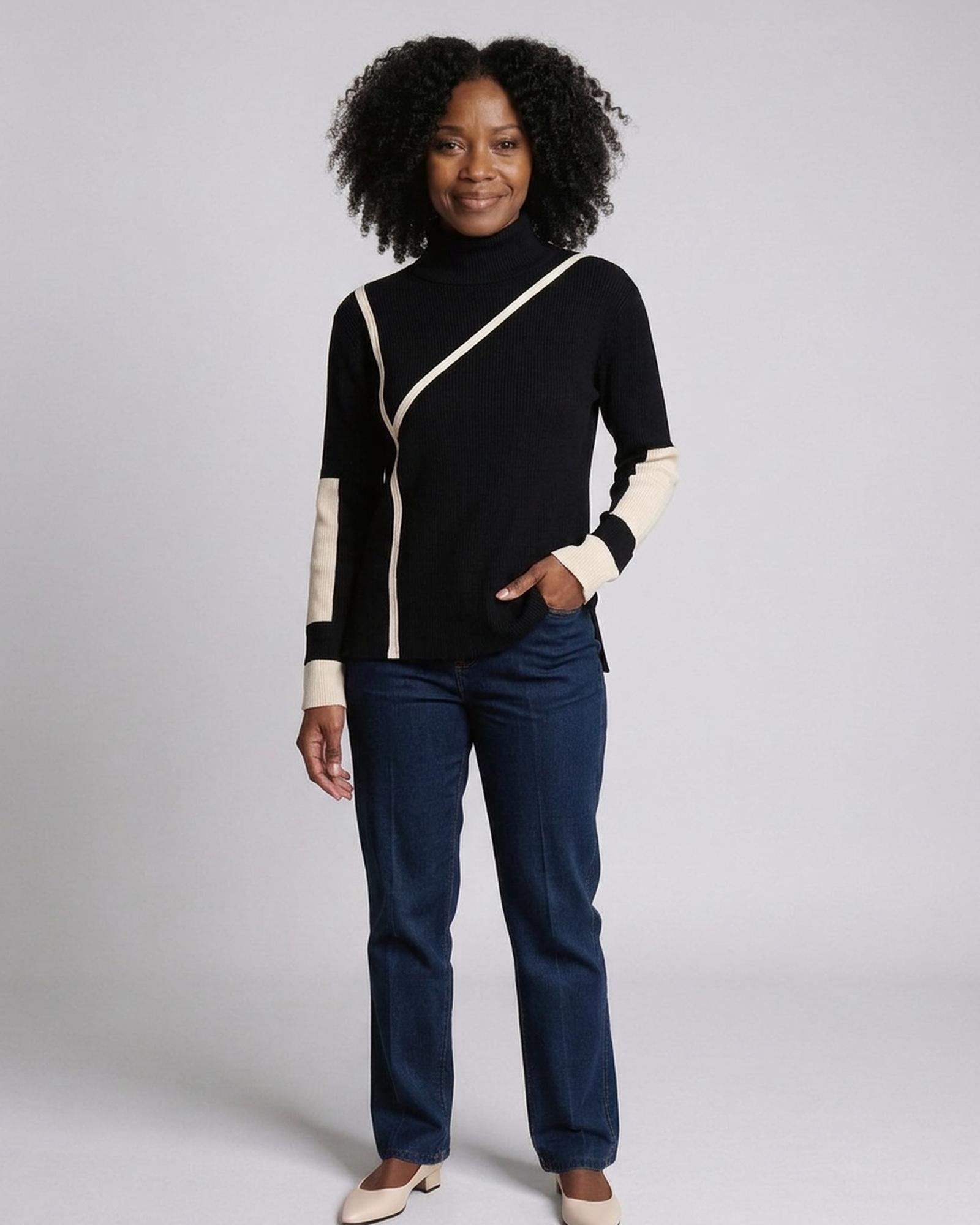 Rie black cardigan, Farbvariante (KI-Visualisierung)