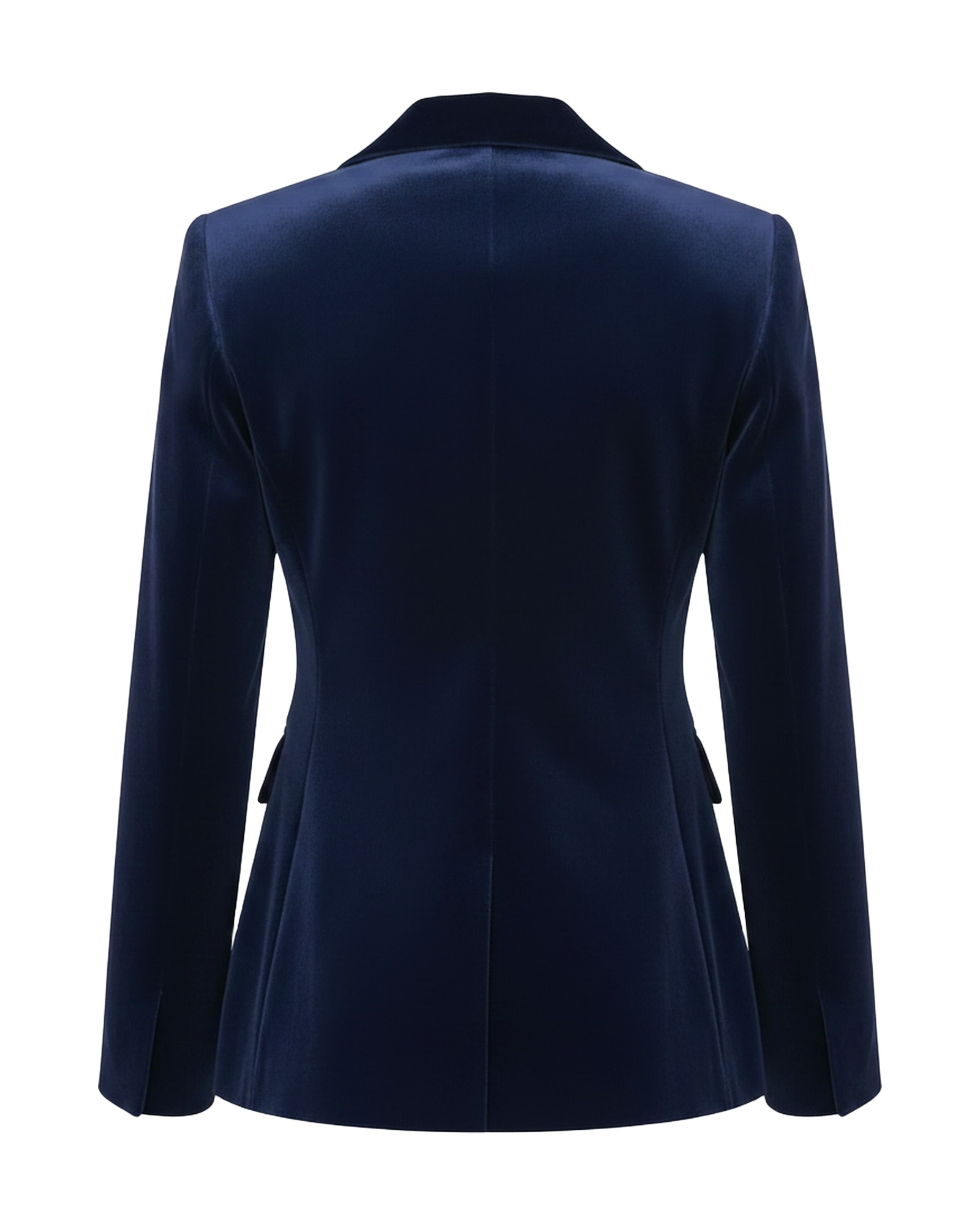 Rozalie navy velvet blazer, back view (AI visualisation)