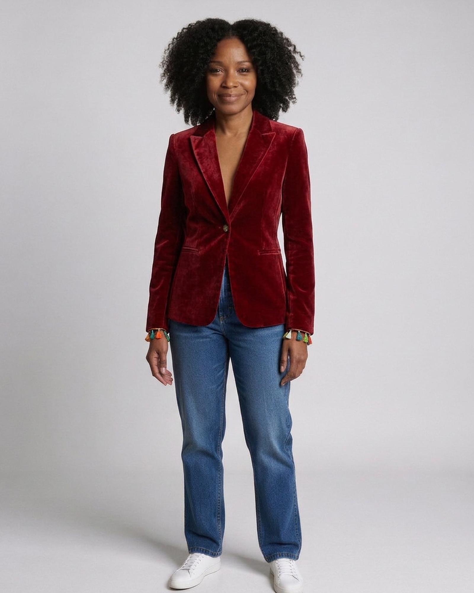 Rozalie red blazer, Farbvariante (KI-Visualisierung)