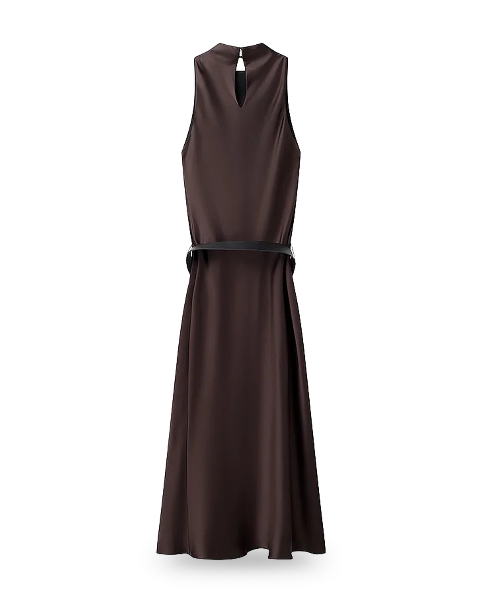 Selene · Satin belted midi dress — back