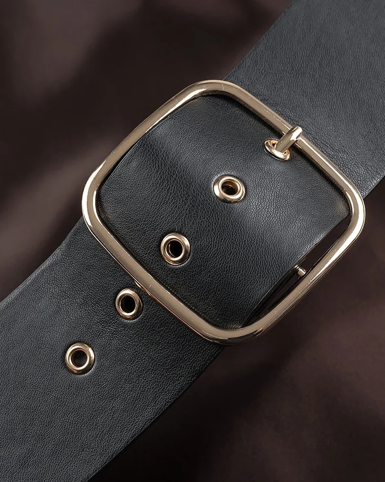 Selene · Satin belted midi dress — buckle detail