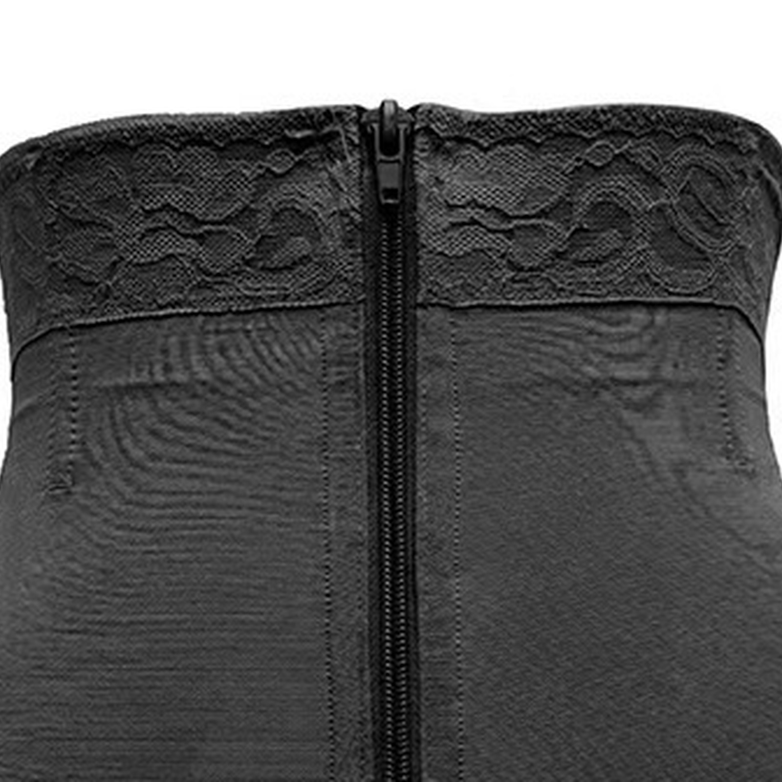 Sientje high-waist shaping short — lace waistband and front zip detail