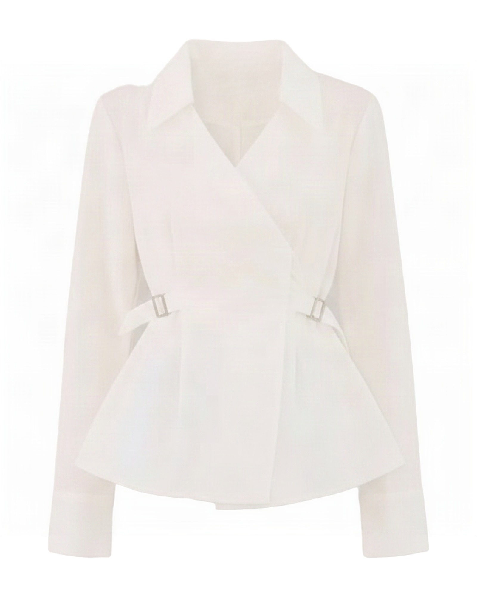 Sylvia · Fitted V-neck white blouse — product front (AI visualisation)