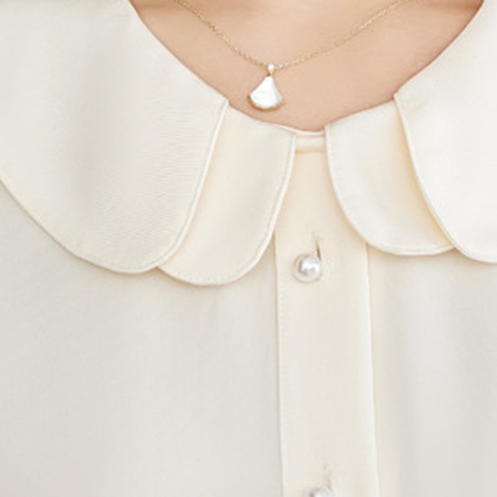 Tineke · Peter Pan collar chiffon blouse — fabric detail