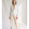 Petronella slim-fit blazer coat, white colour variant — deep V neckline (AI visualisation)