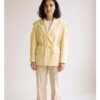 Sonja padded-shoulder blazer, yellow colour variant (AI visualisation)