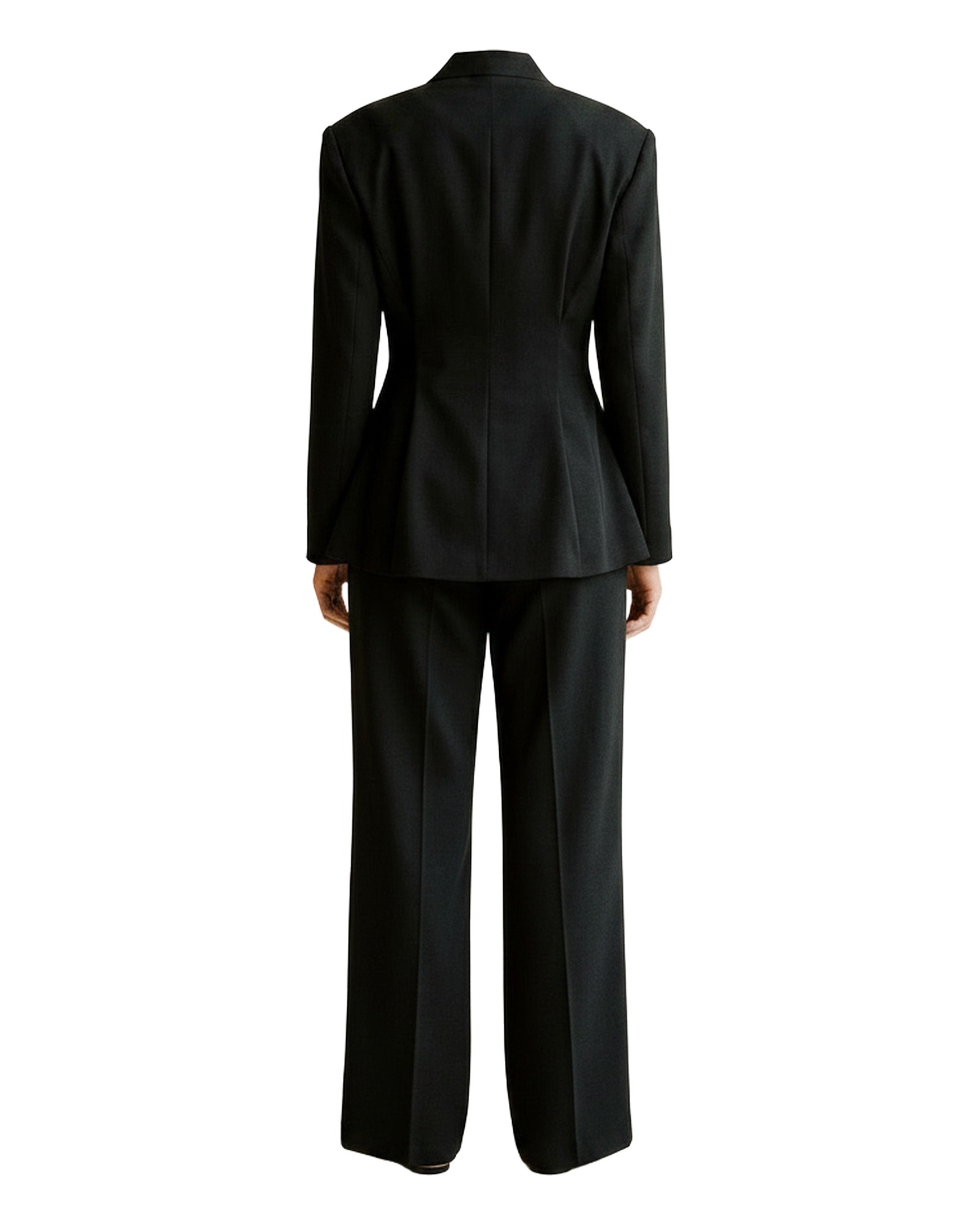 Wendelien blazer and wide-leg trouser suit — productachteraanzicht (AI-visualisatie)