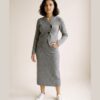Willemien knit cardigan and midi skirt set — on model, front (AI visualisation)