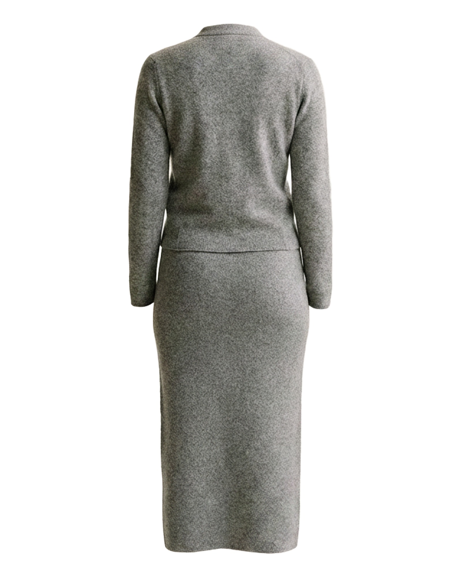 Willemien knit cardigan and midi skirt set — productachteraanzicht (AI-visualisatie)