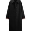 Willemke black long wool coat, front view (AI visualisation)