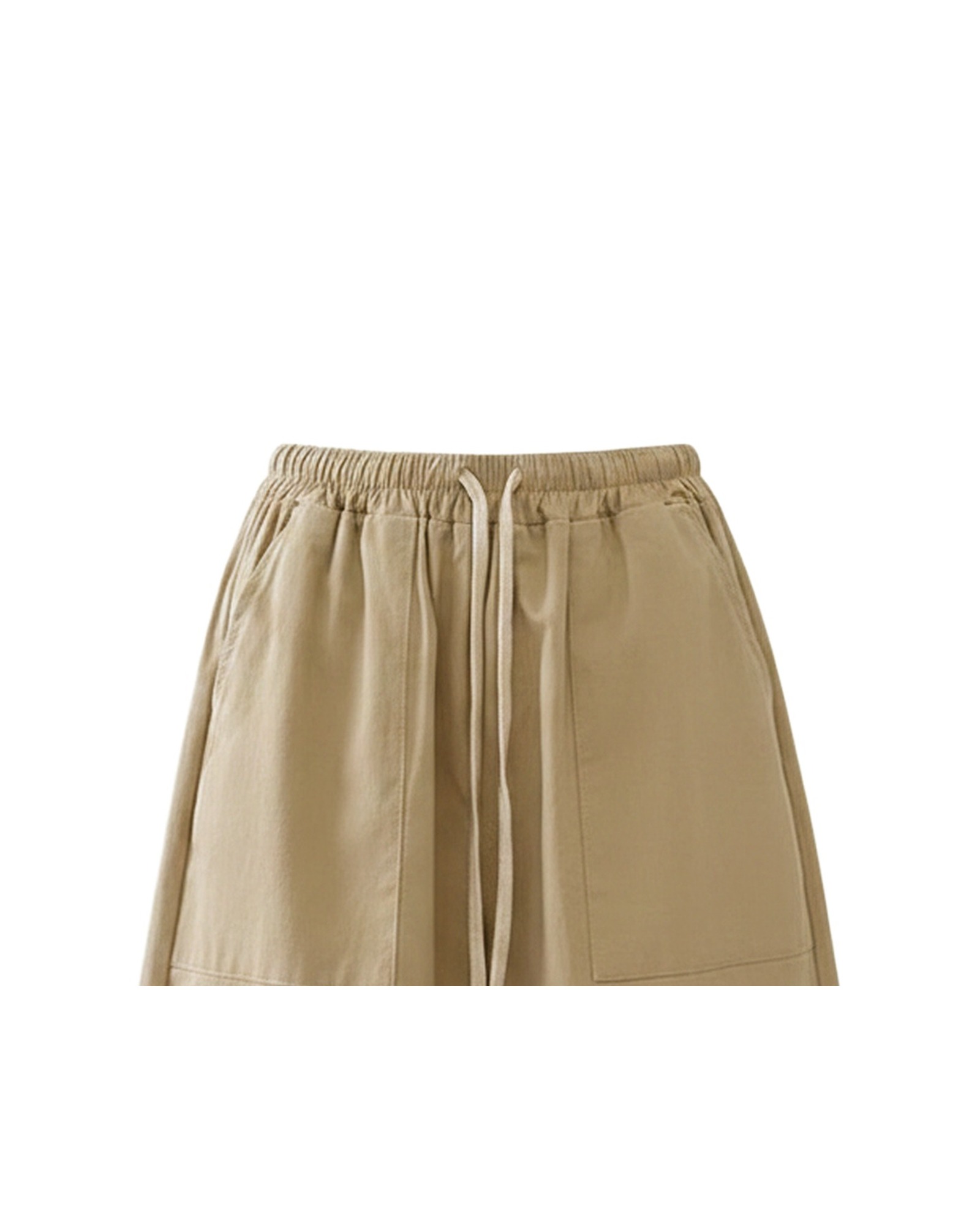 Wobke · Utility wide-leg shorts — fabric detail (AI visualisation)