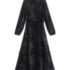 Yfke black floral-jacquard belted shirt dress, front view — product photo
