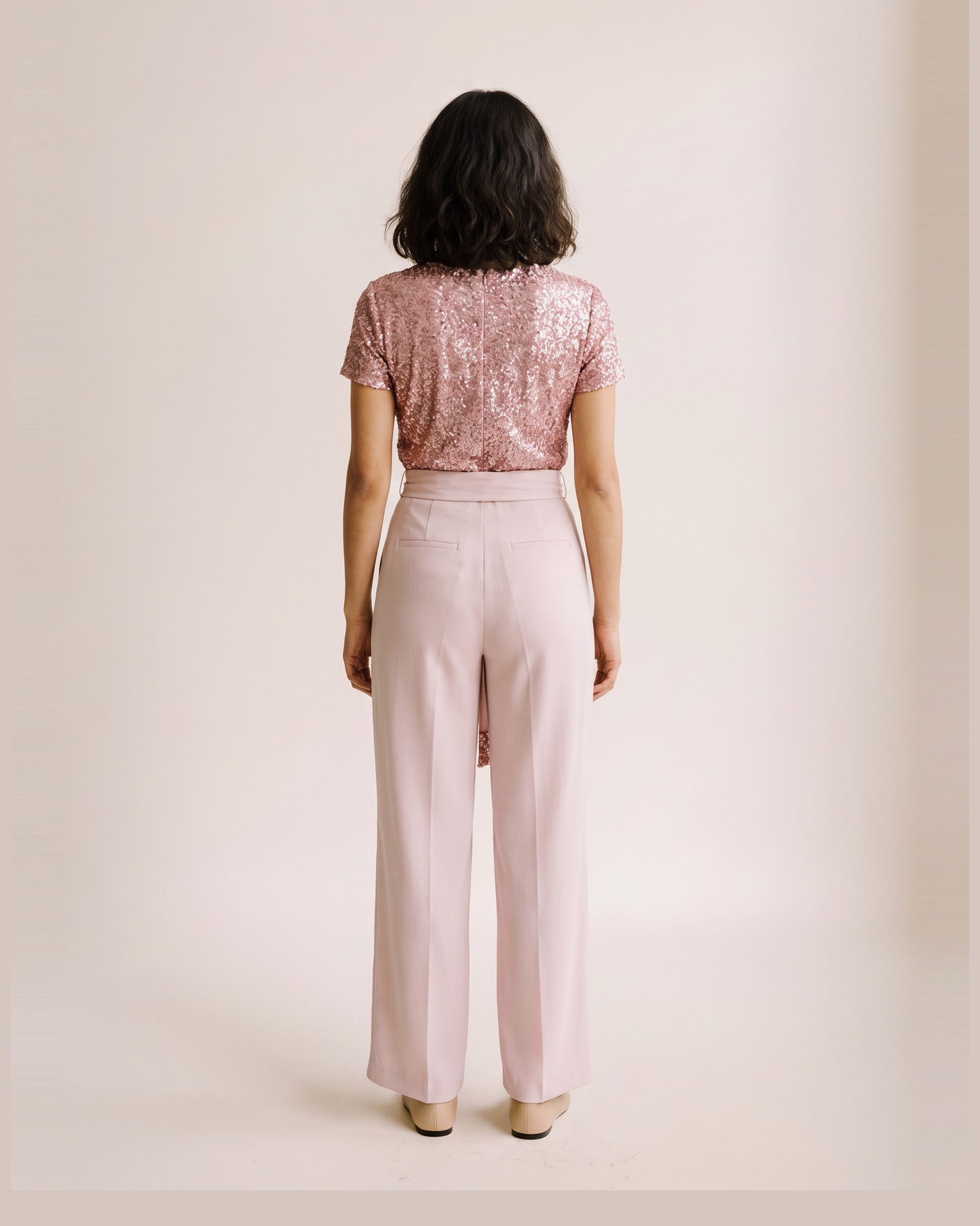 Yvonne Sequin Wide Leg Jumpsuit — on model, back (AI visualisation)