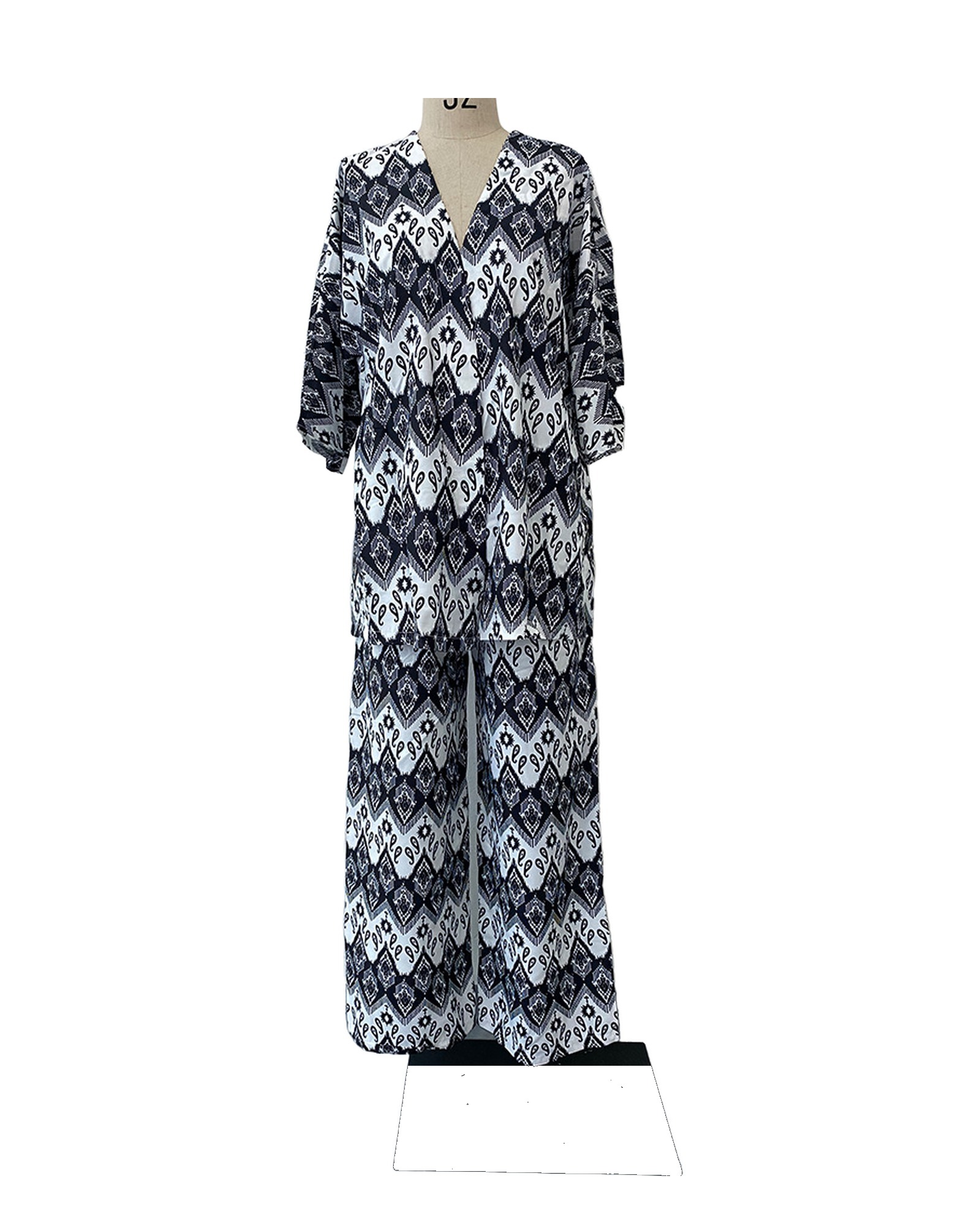 Aaltje kimono-vest en broek set — Zwart