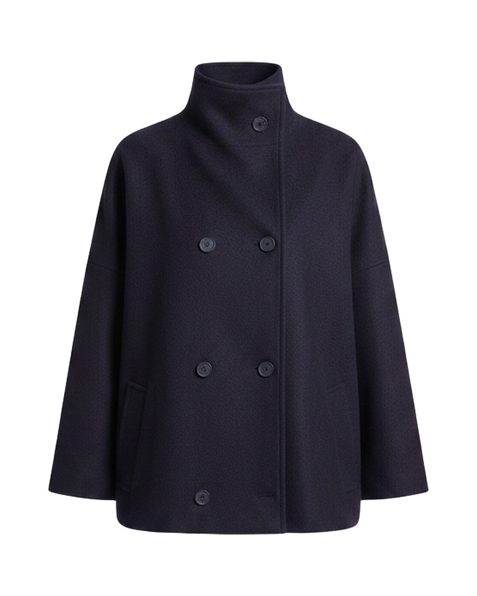 Aleida relaxed double-breasted coat — front packshot (AI visualisation)