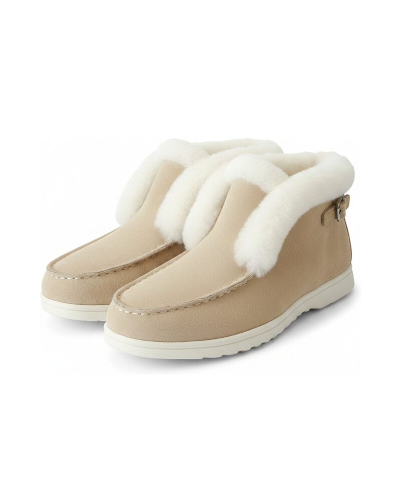 Bep wool-lined suede loafer boot in Beige — product pair packshot (AI visualisation)