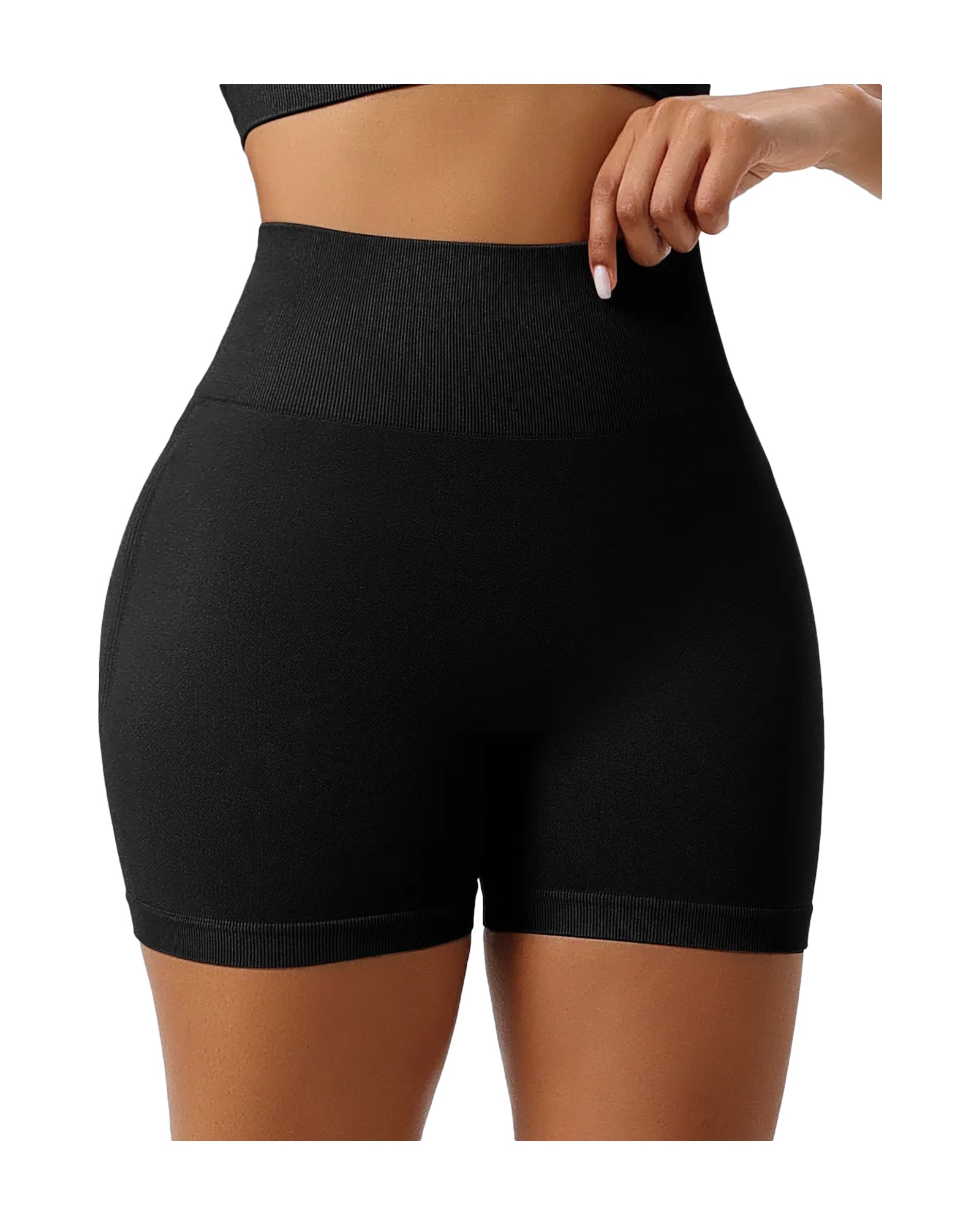 Berber high-waist shaping shorts — Black