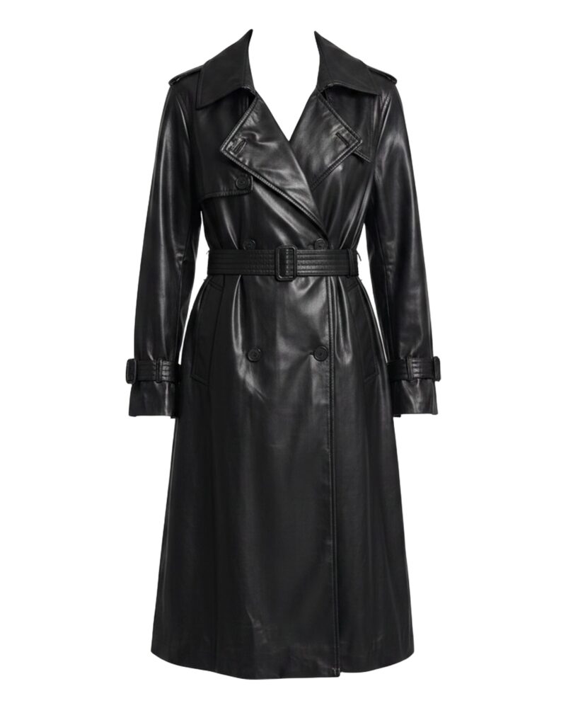 Berendina faux-leather coat — front packshot (AI visualisation)