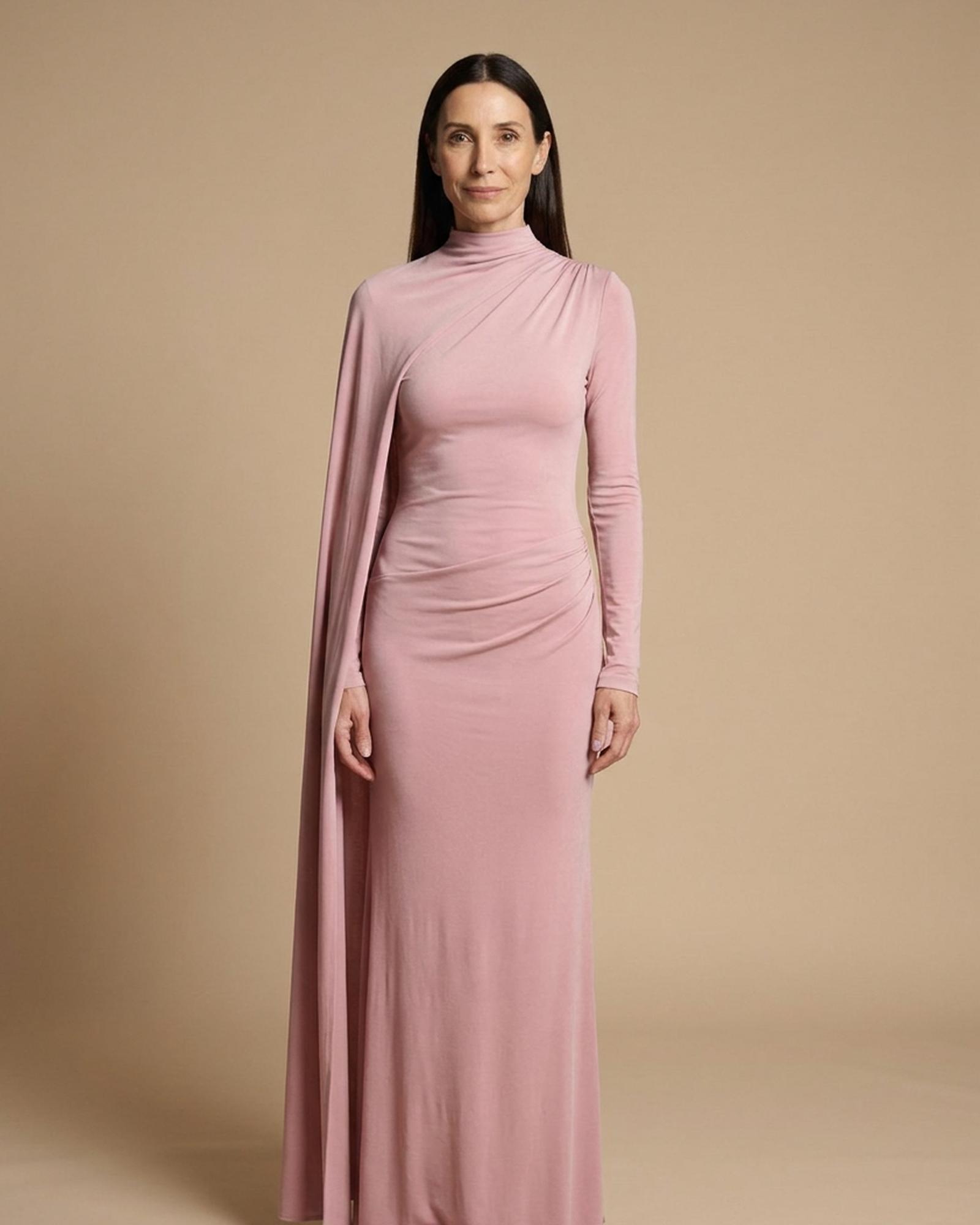 Betske high-neck column maxi dress — Pink (AI visualisation)