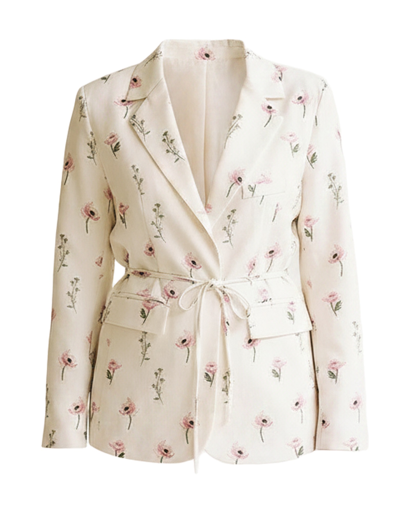 Dorothea printed belted blazer — front packshot (AI visualisation)