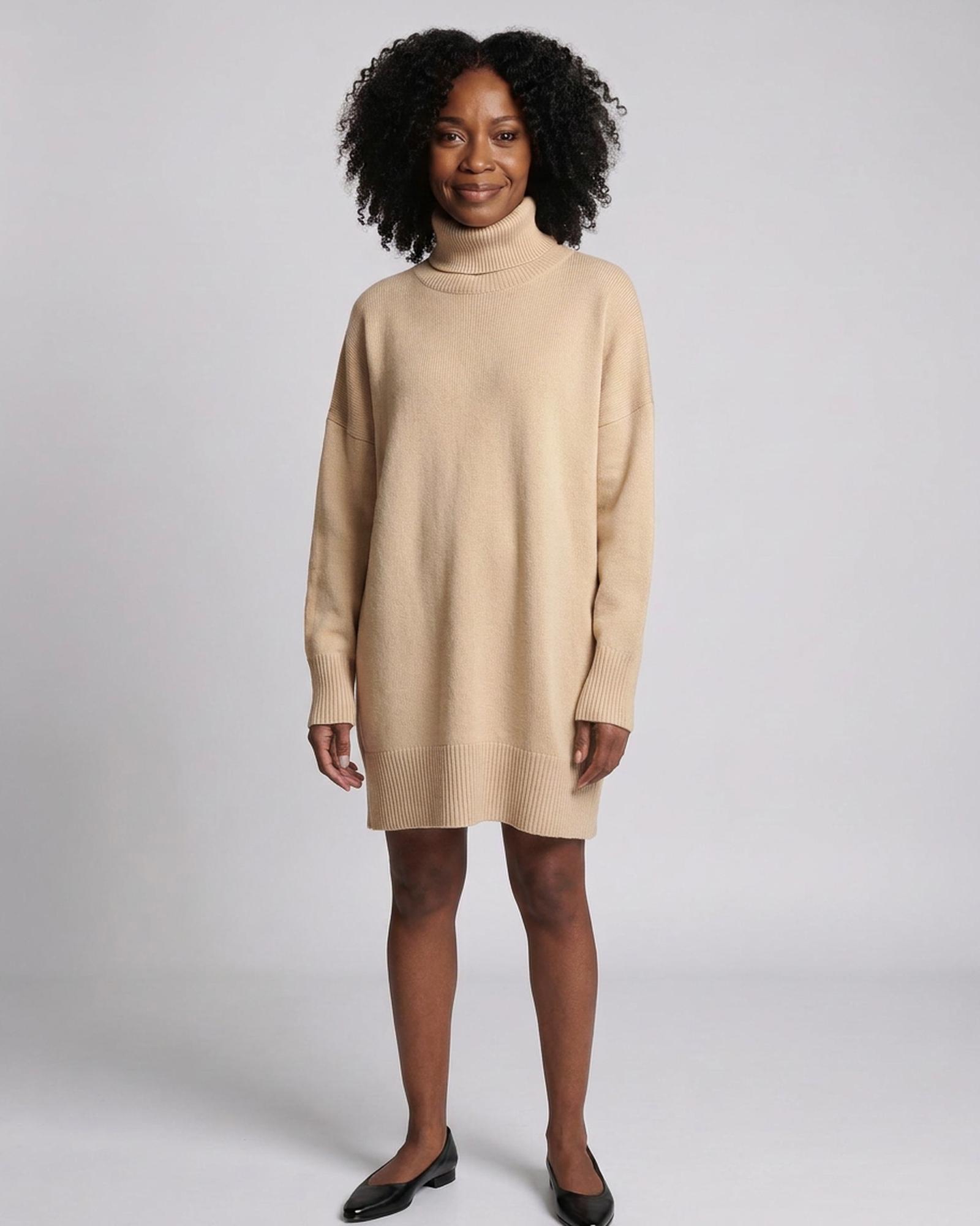 Femke oversized turtleneck sweater — Cream (AI visualisation)
