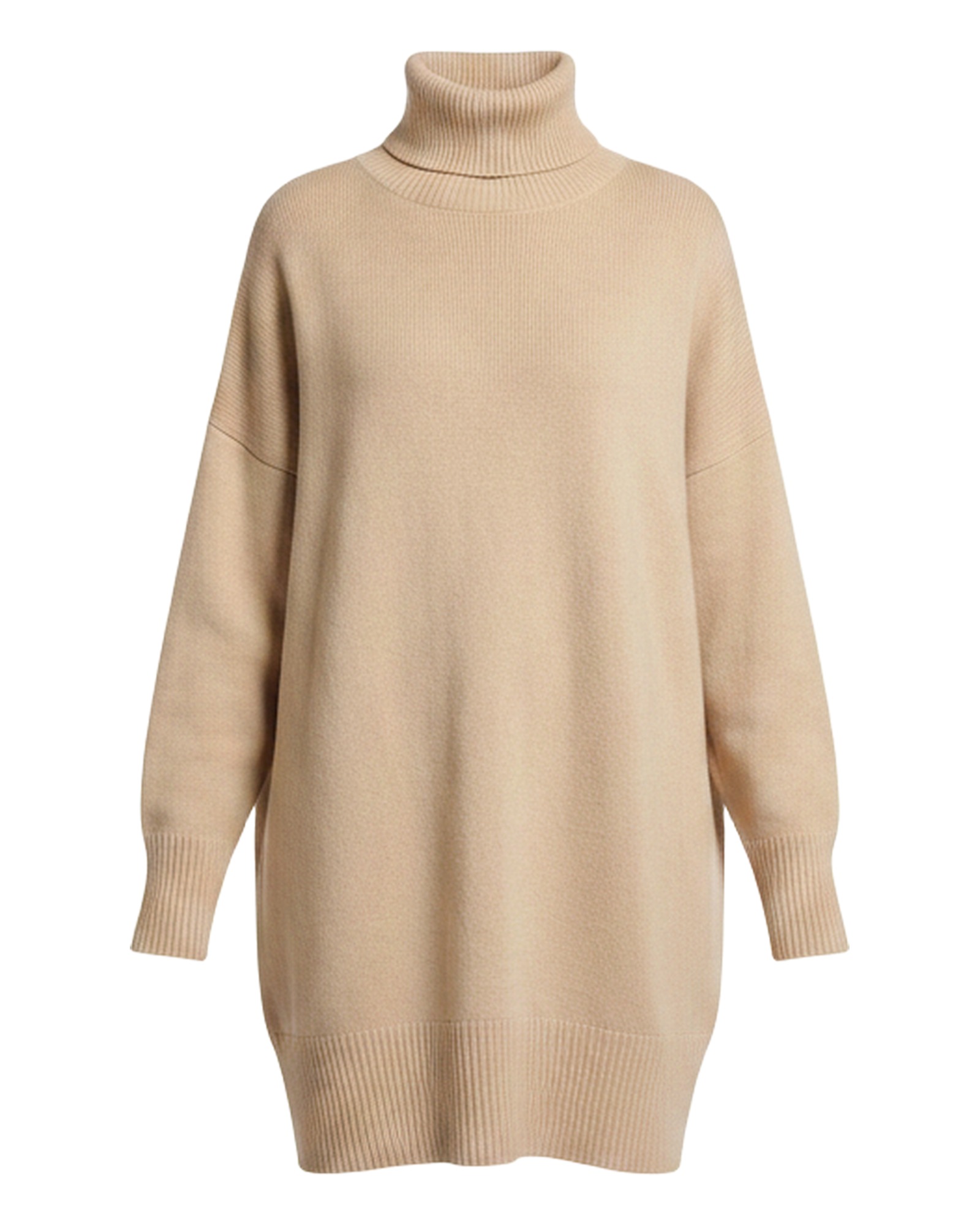 Femke oversized turtleneck sweater dress — front packshot (AI visualisation)
