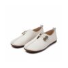 Hendrika square-toe leather flat — off-white, product packshot (AI visualisation)