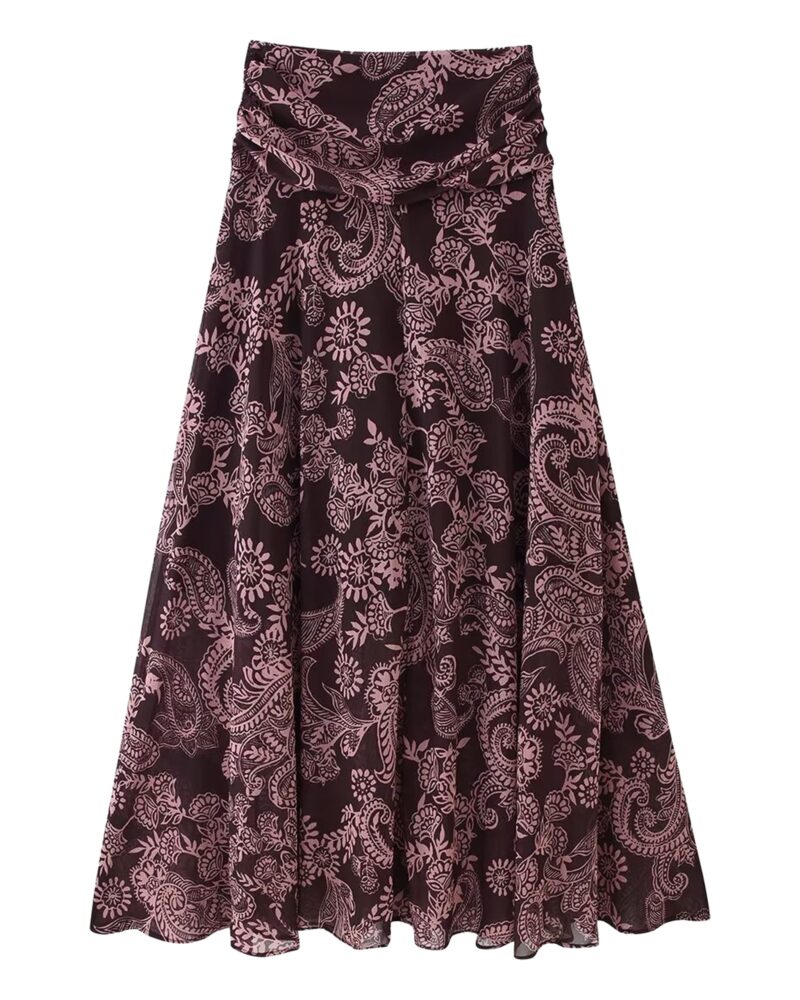 Ida printed chiffon maxi skirt — Purple Red Printed