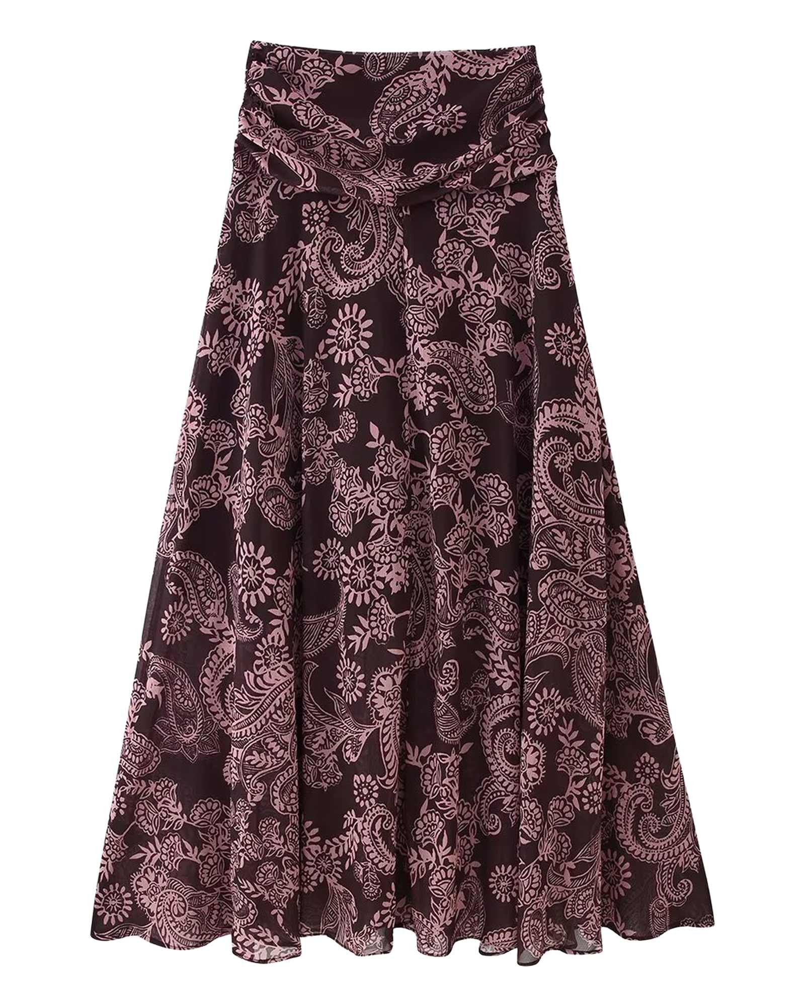 Ida printed chiffon maxi skirt — Purple Red Printed