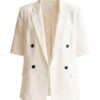 Ietje linen short-sleeve blazer — front packshot (AI visualisation)