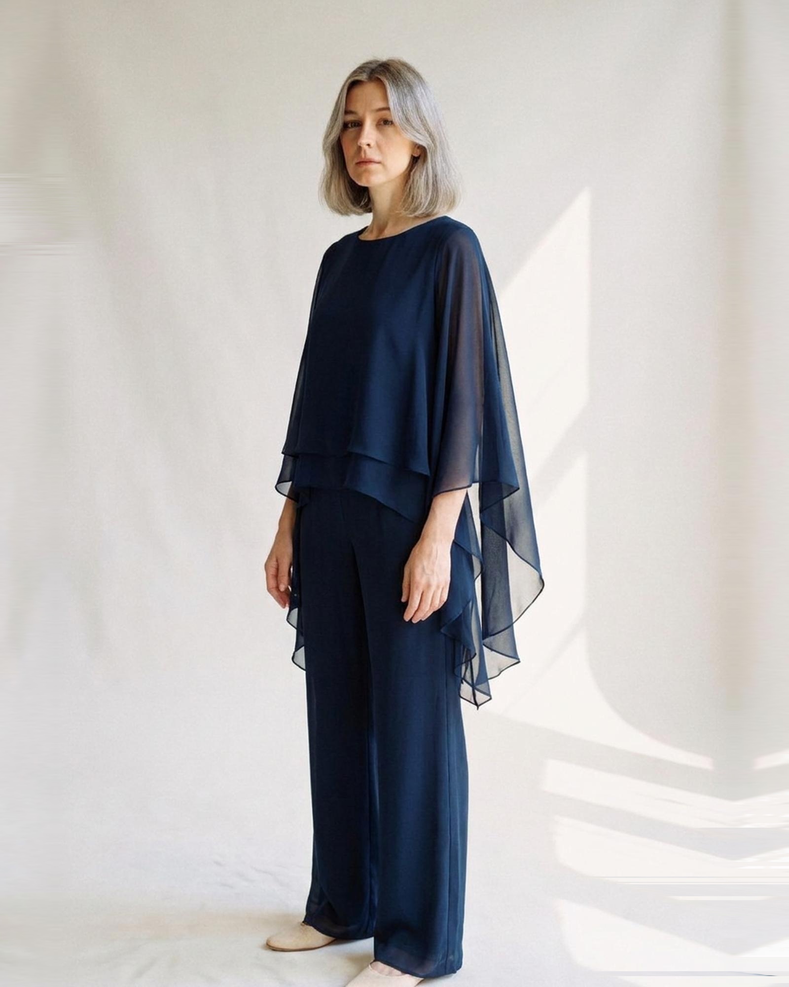 Jannie · Chiffon cape-top met broek (set) - Afbeelding 5