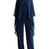 Jannie chiffon cape-top and trouser set — volledige-set vooraanzicht packshot (AI-visualisatie)
