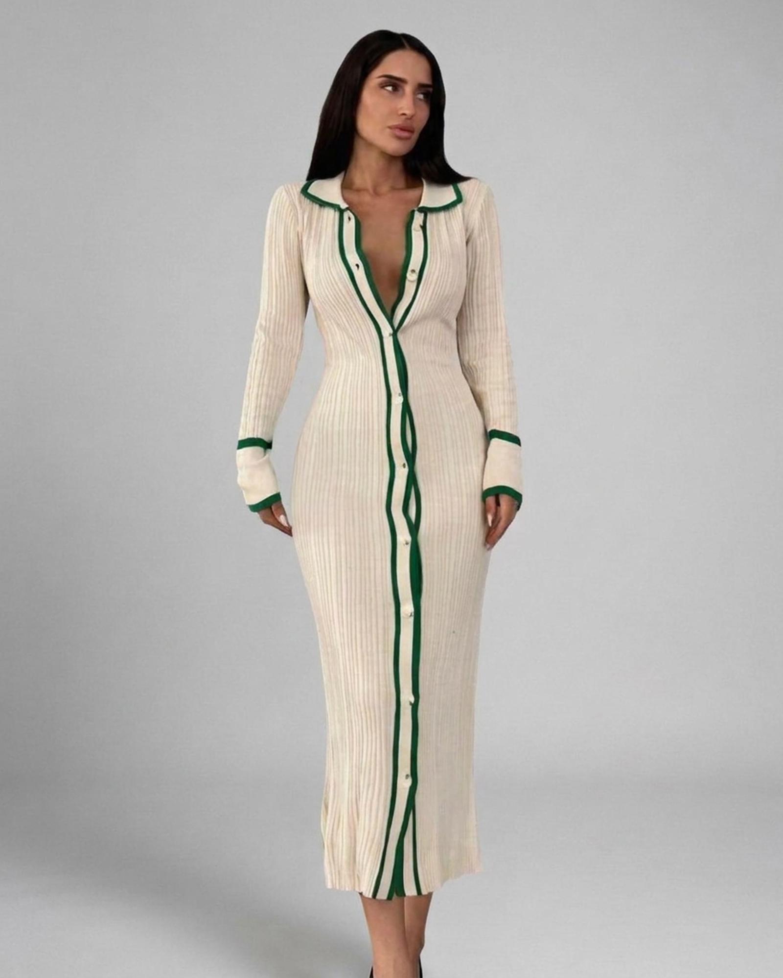 Klaske button-front knit midi dress — Green (AI visualisation)