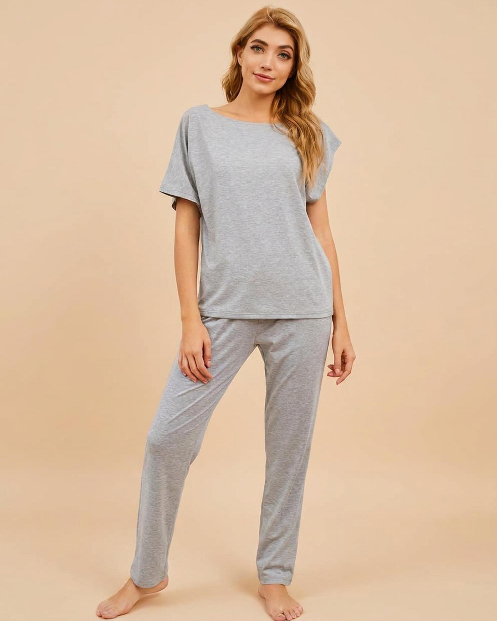 Lisette boat-neck top and trouser set — Grau (KI-Visualisierung)