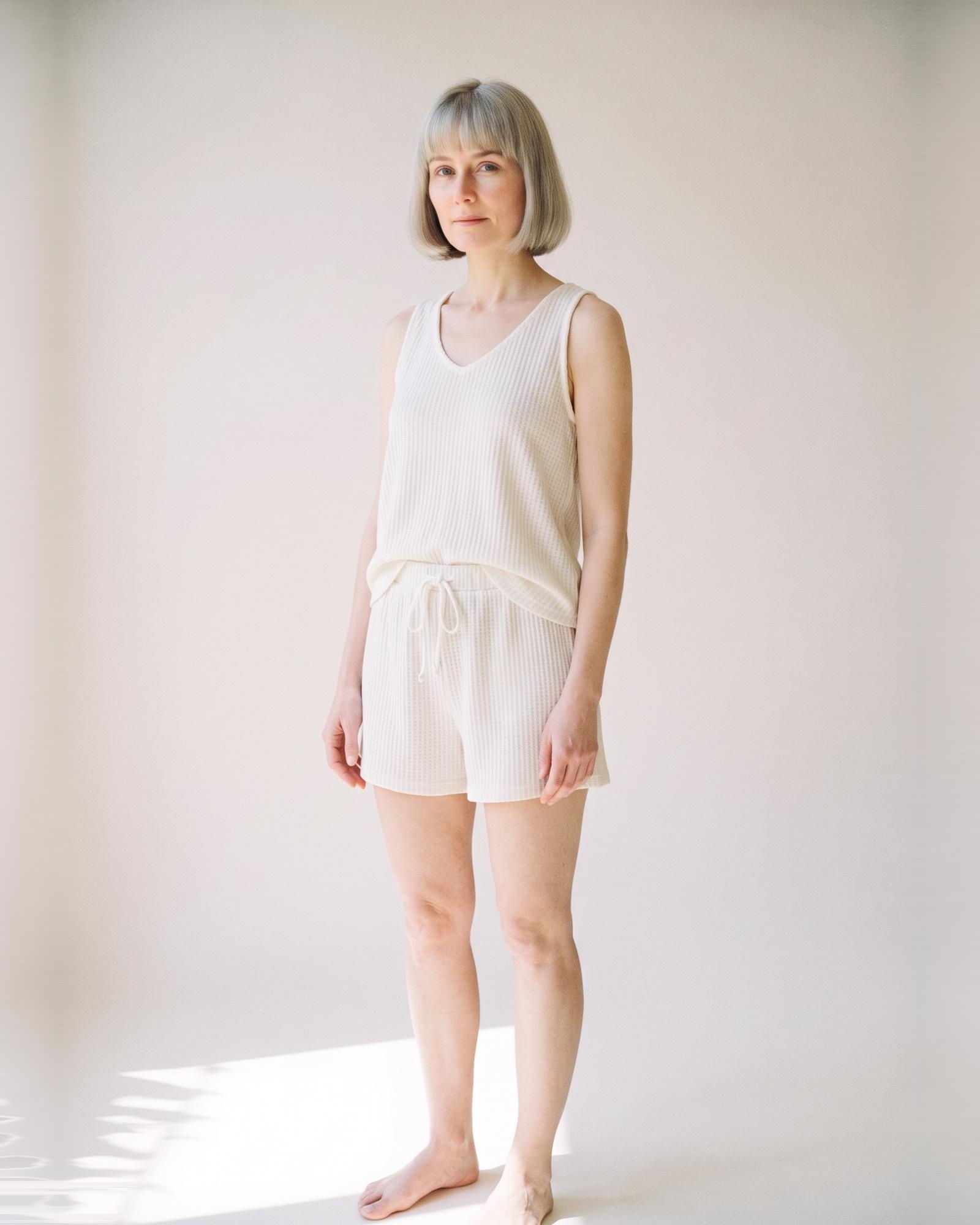 Loeka · Wafelbrei shortset met notch-kraag - Afbeelding 5