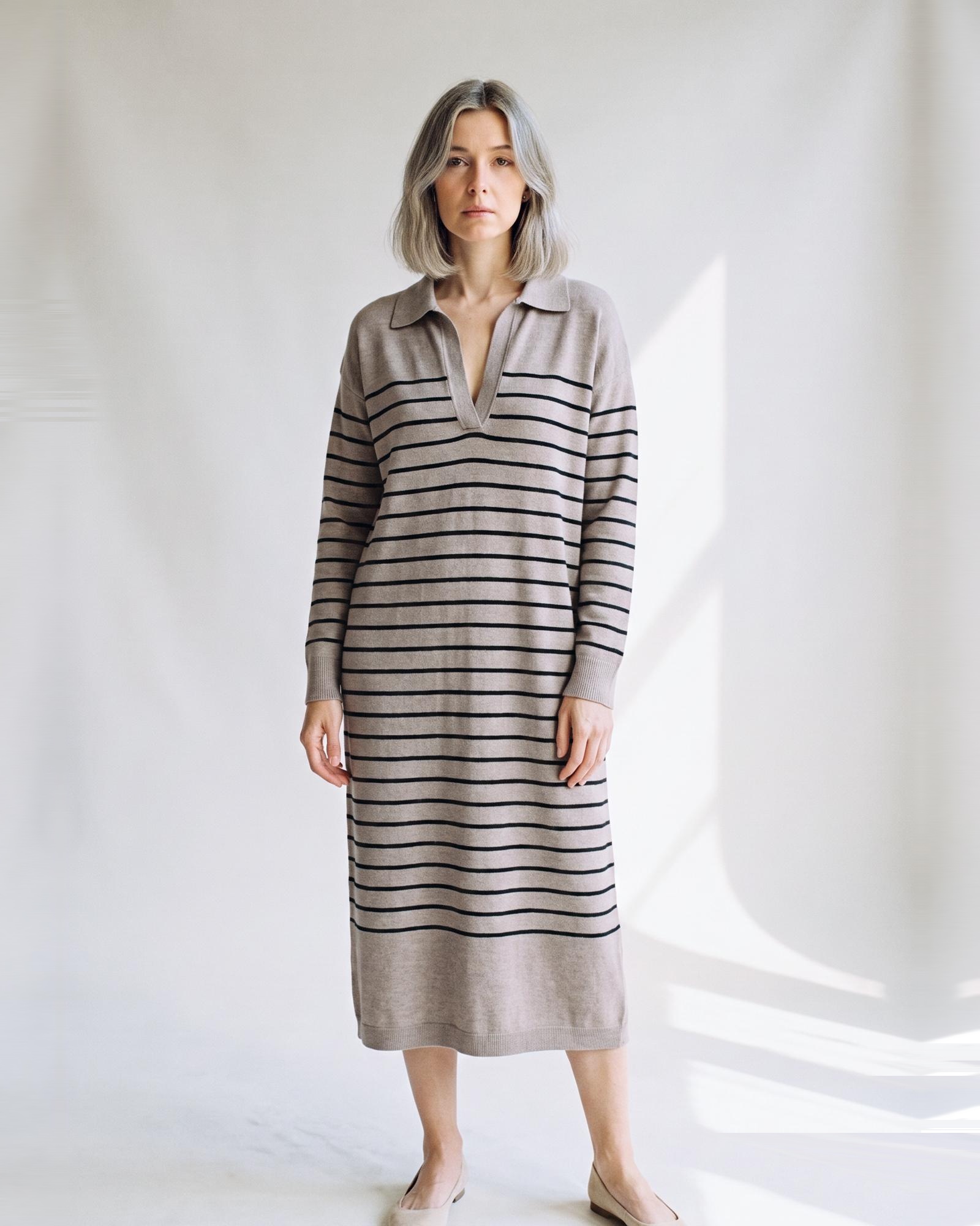Margot — Striped knit midi dress (AI visualisation)