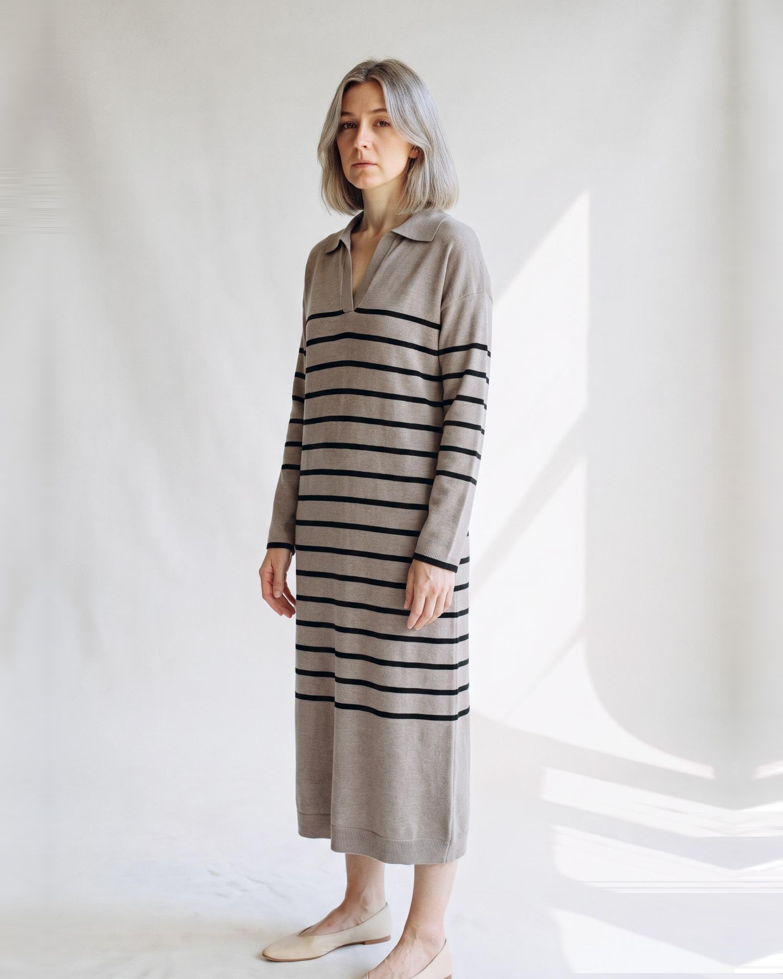 Margot — Striped knit midi dress (AI visualisation)