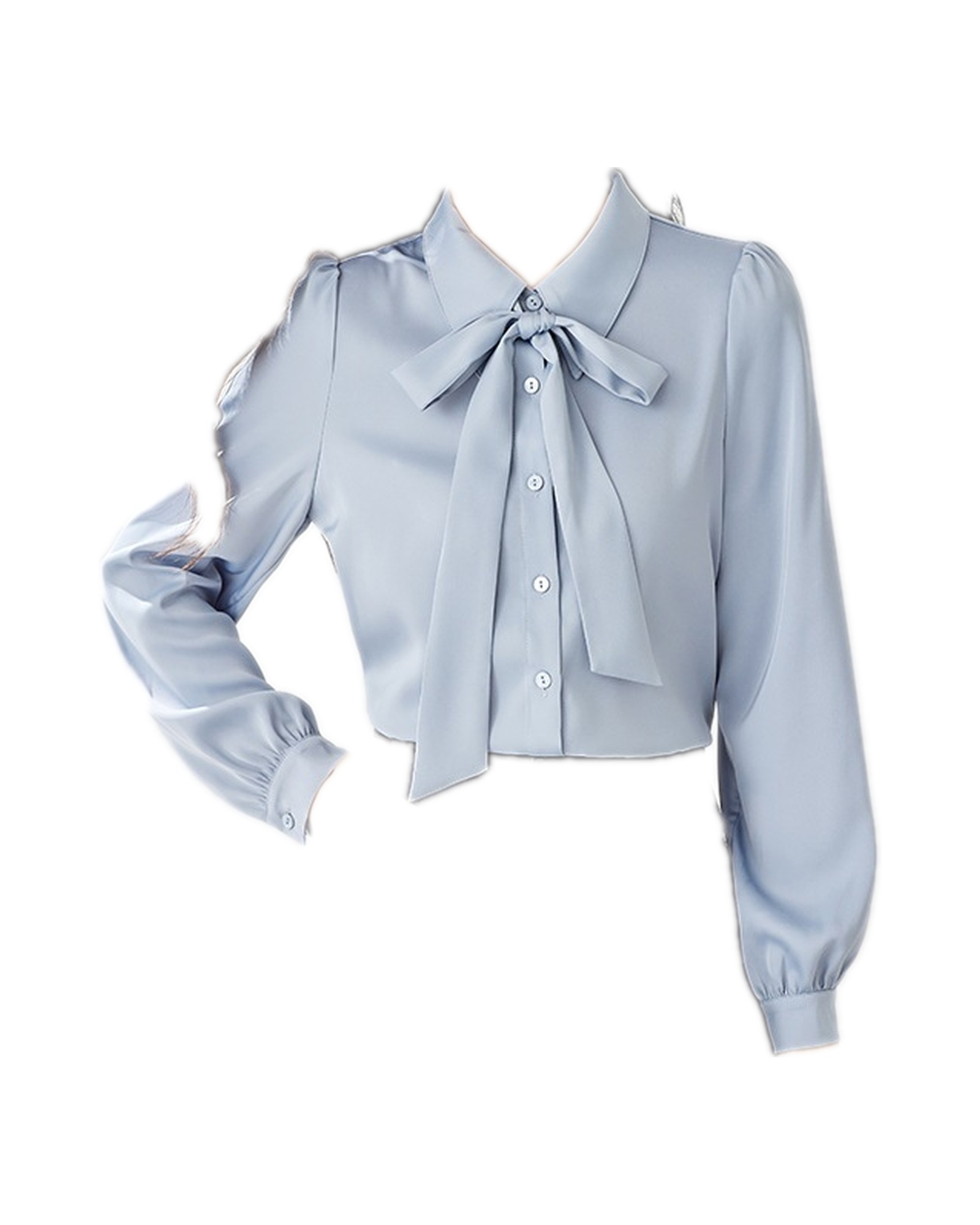 Mirthe chiffon bow blouse — Fog Blue